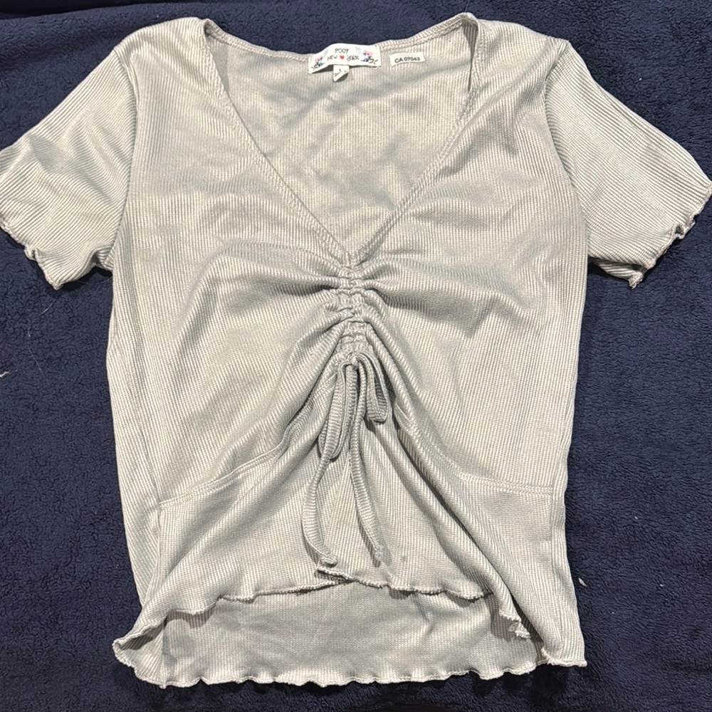 Ruched Tie Front T-Shirt